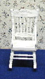 Dollhouse Miniature White Rocking Chair